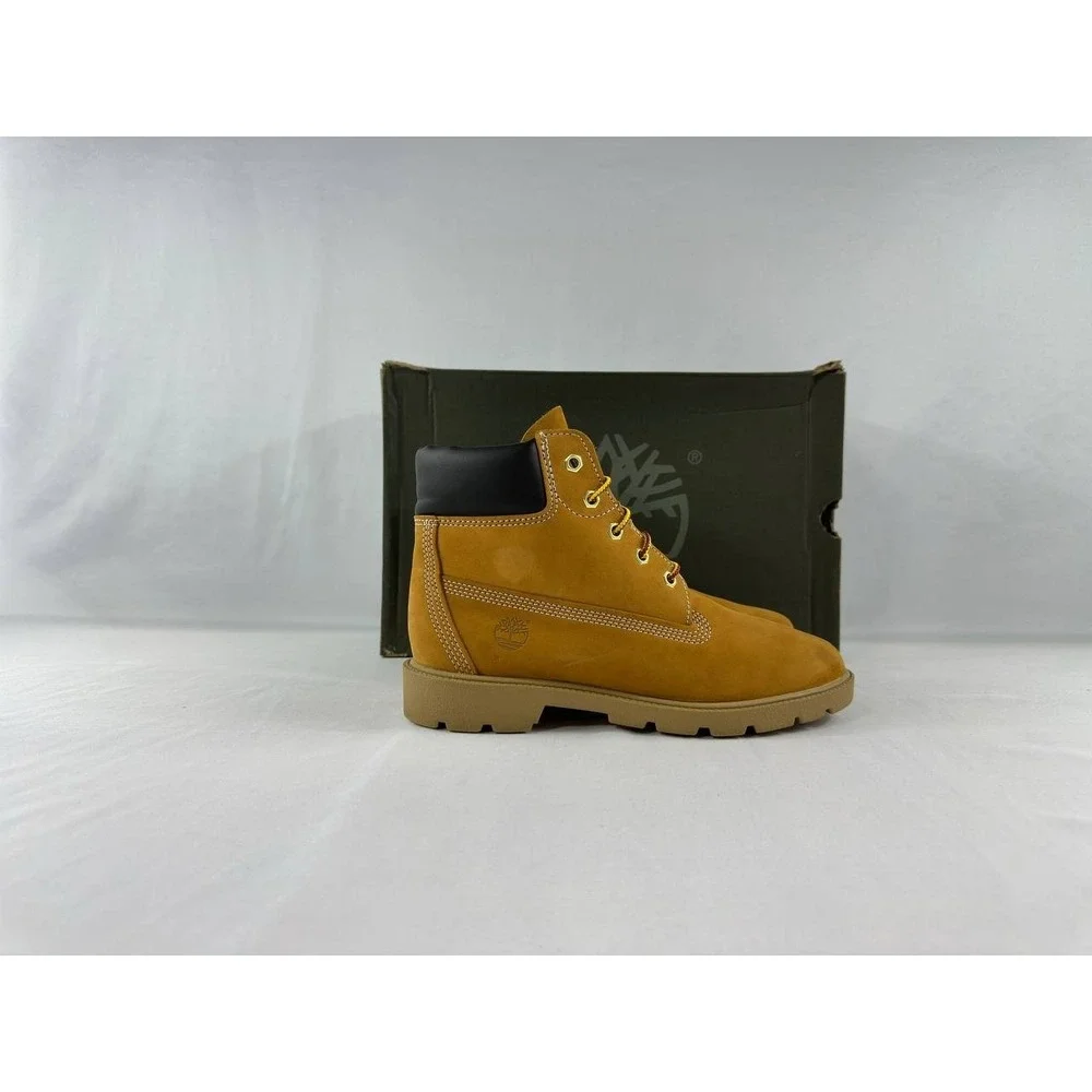 Timberland 6-Inch Premium Waterproof Boots Wheat Nubuck Boys Size 5.5